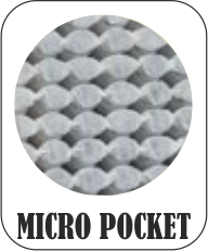 MICRO POCKET * Material * Každá pružina je samostatně uložena v ochranné tašce. Taštičkové jádro MICROPOCKET obsahuje až 2000 ks pružinek v matraci.